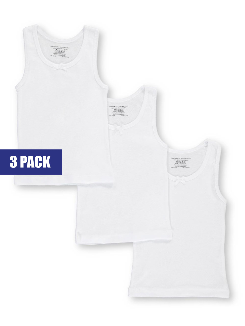 Rene Rofe Little Girls' Toddler “Basic Tank Layer” 3-Pack Camis (Sizes 2T –  4T)