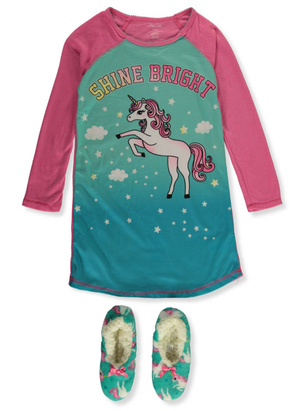 Rene Rofe Girls 2 Piece Unicorn Nightgown With Slippers