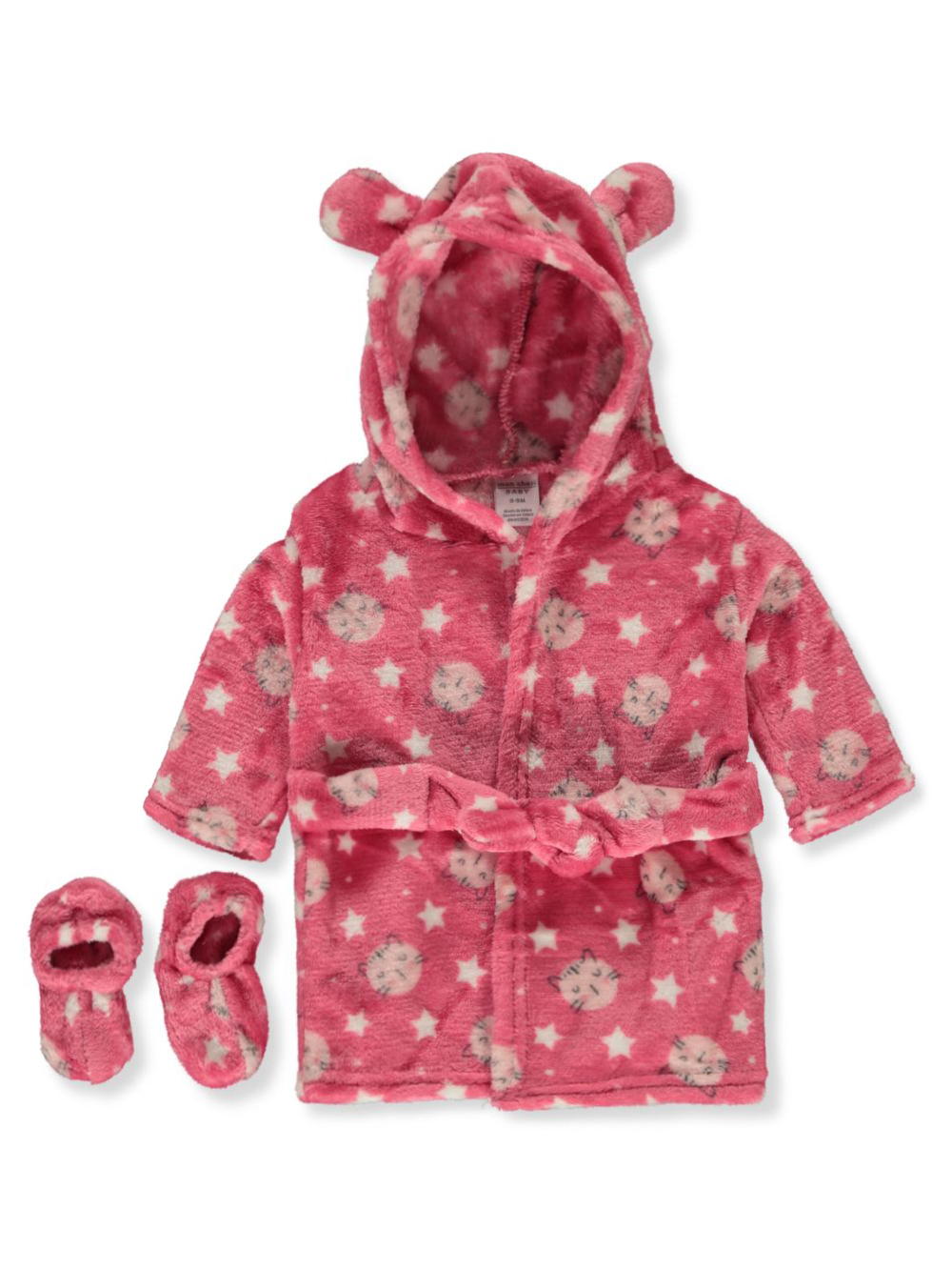 Mon Cheri Infant Girls Bath Robe Pink Princess Cotton Size 0-9 Month NWT 