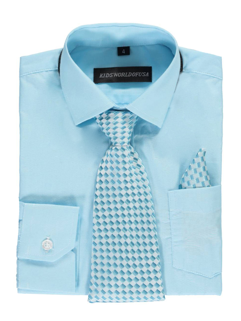Kids World Little Boys' Dress Shirt with Accessories (Sizes 4 - 7) - turquoise, 6