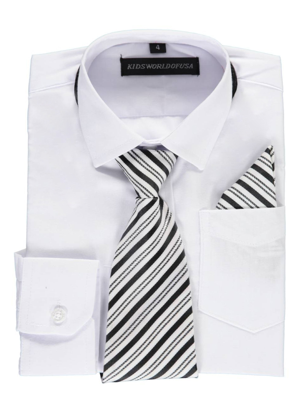 Kids World Little Boys' Dress Shirt with Accessories (Sizes 4 - 7) - white, 6