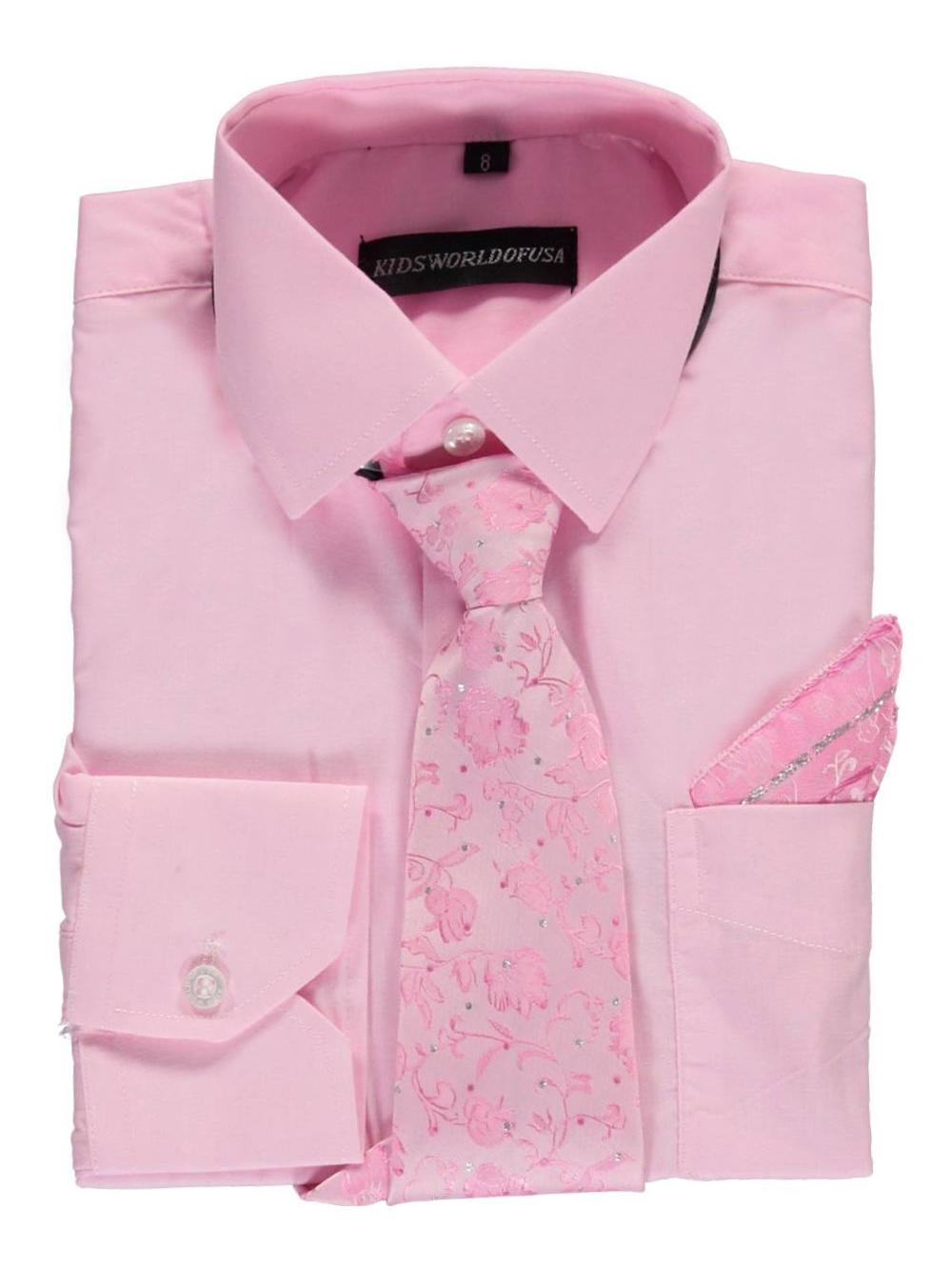 Kids World Big Boys' Dress Shirt with Accessories (Sizes 8 - 20)