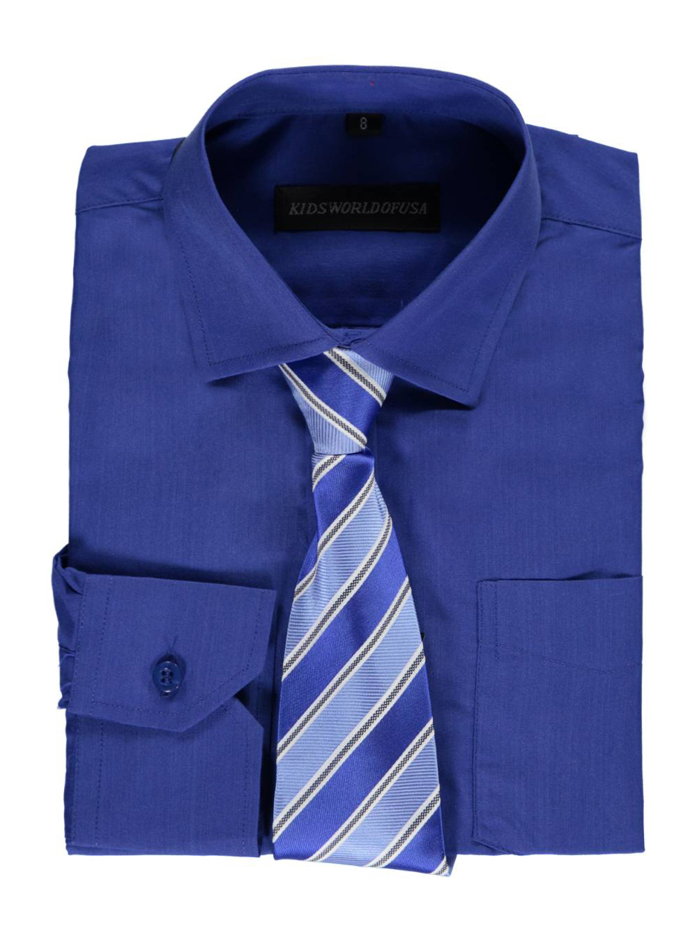 Kids World Big Boys' Dress Shirt with Accessories (Sizes 8 - 20) - royal blue, 20