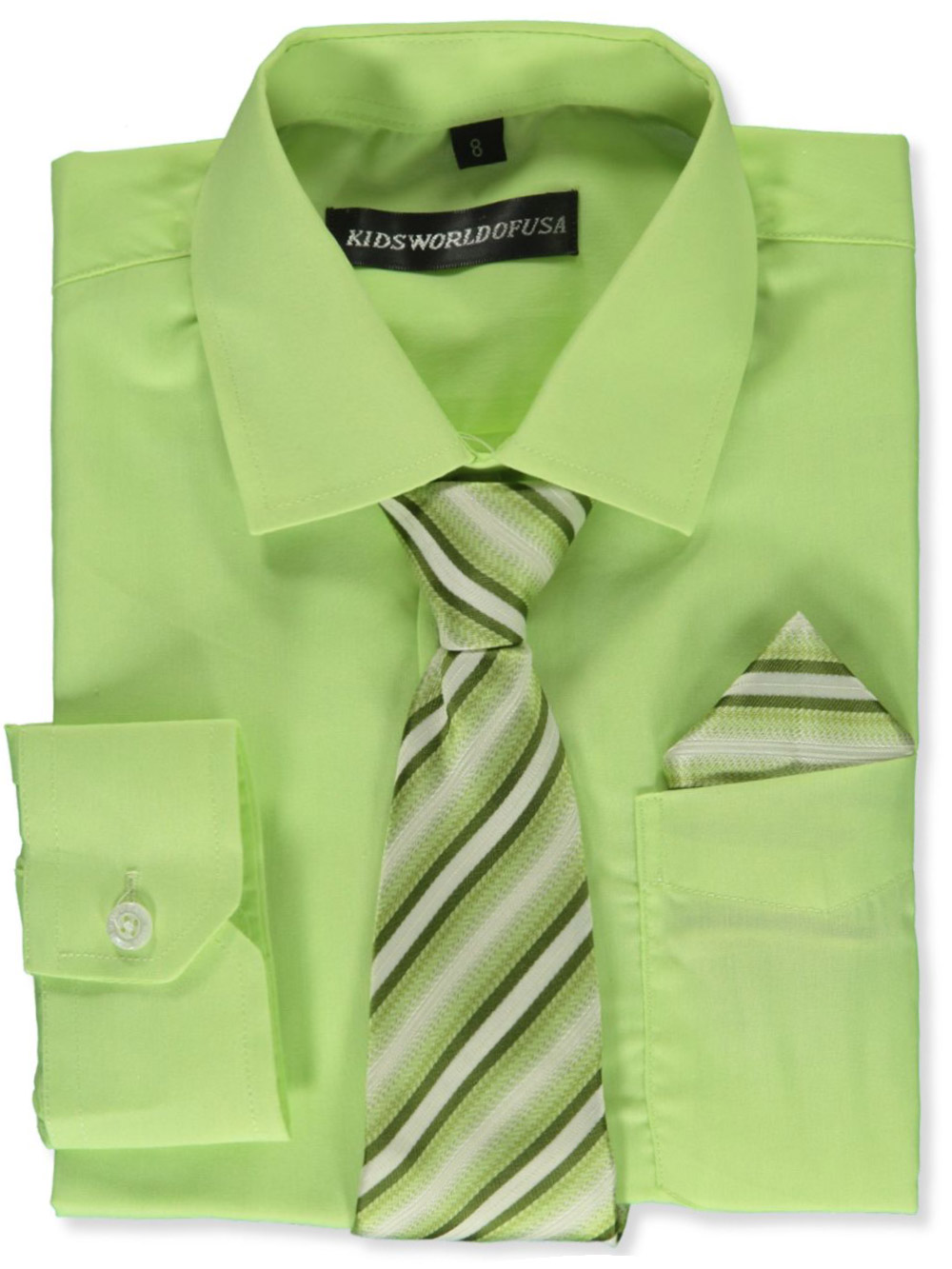 Kids World Boys\' Dress Shirt (Patterns Vary) Tie & May
