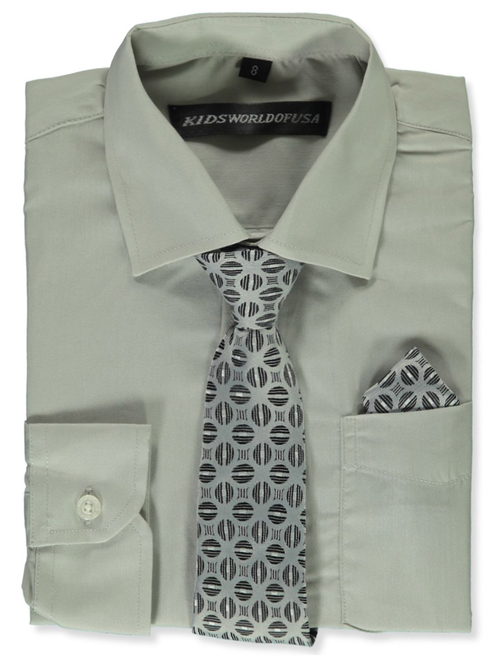 Kids World Boys\' Dress Shirt & Tie (Patterns May Vary)