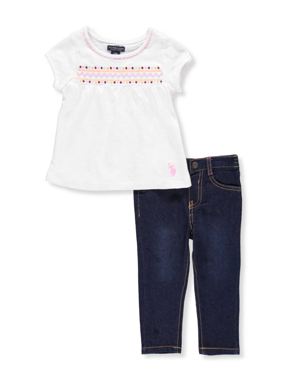 U S Polo Assn Baby Girls 2 Piece Outfit