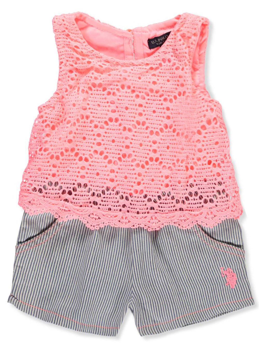 U S Polo Assn Baby Girls Romper