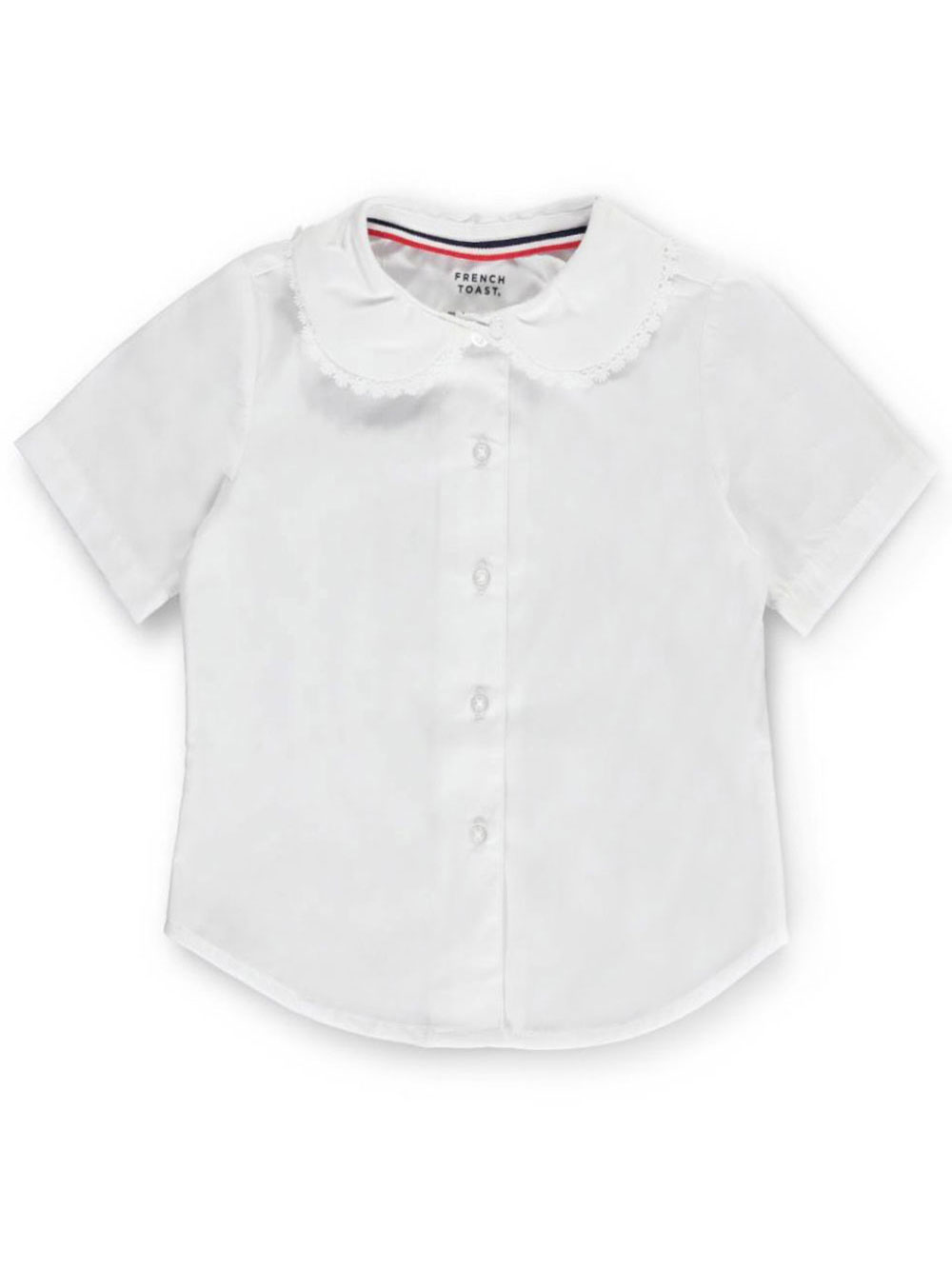 French Toast Little Girls LS Peter Pan Blouse with Lace Trim Collar 