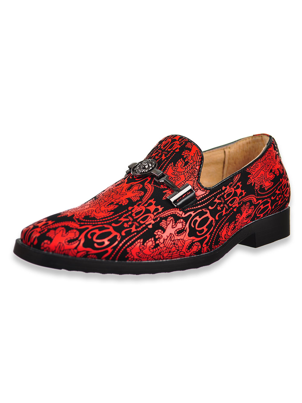 red boys loafers