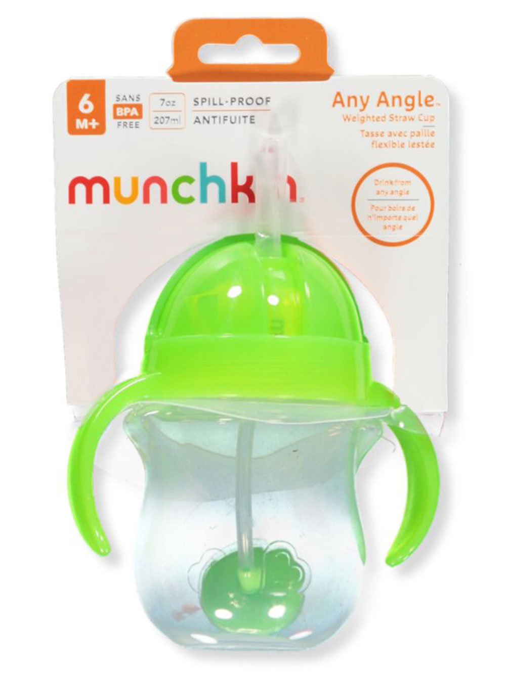 Munchkin Any Angle Weighted Straw Cup - Neon Green