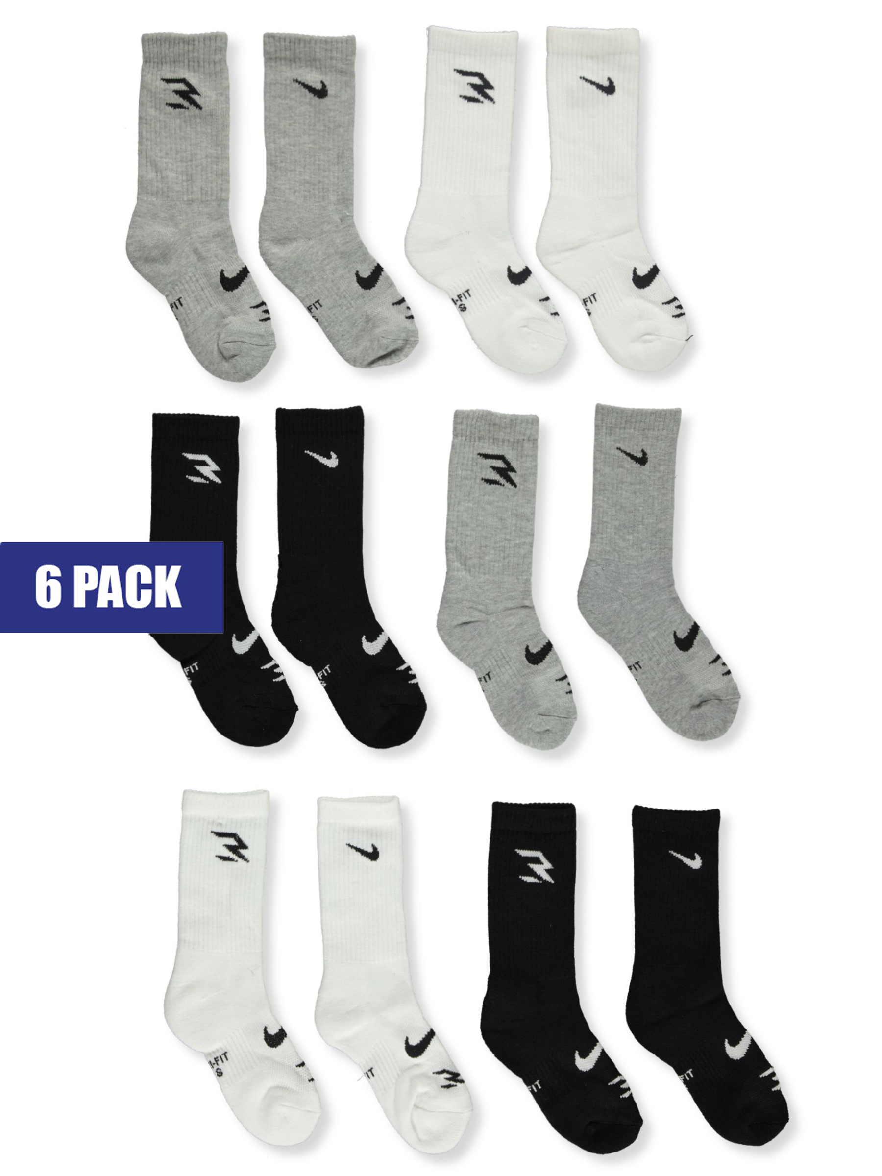 Nike Russell Wilson Boys' 6-Pack Crew Socks