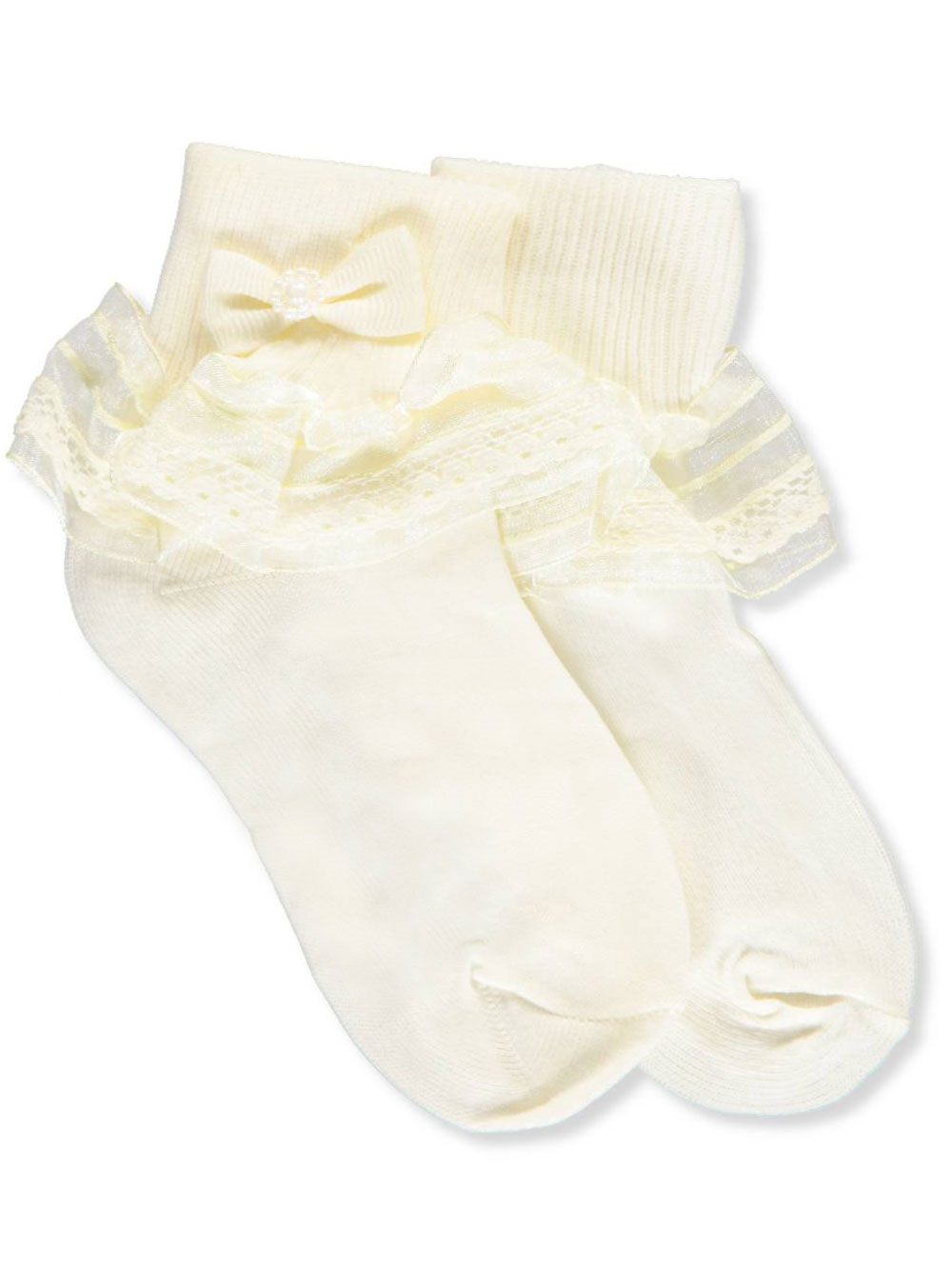 girls ivory frilly socks