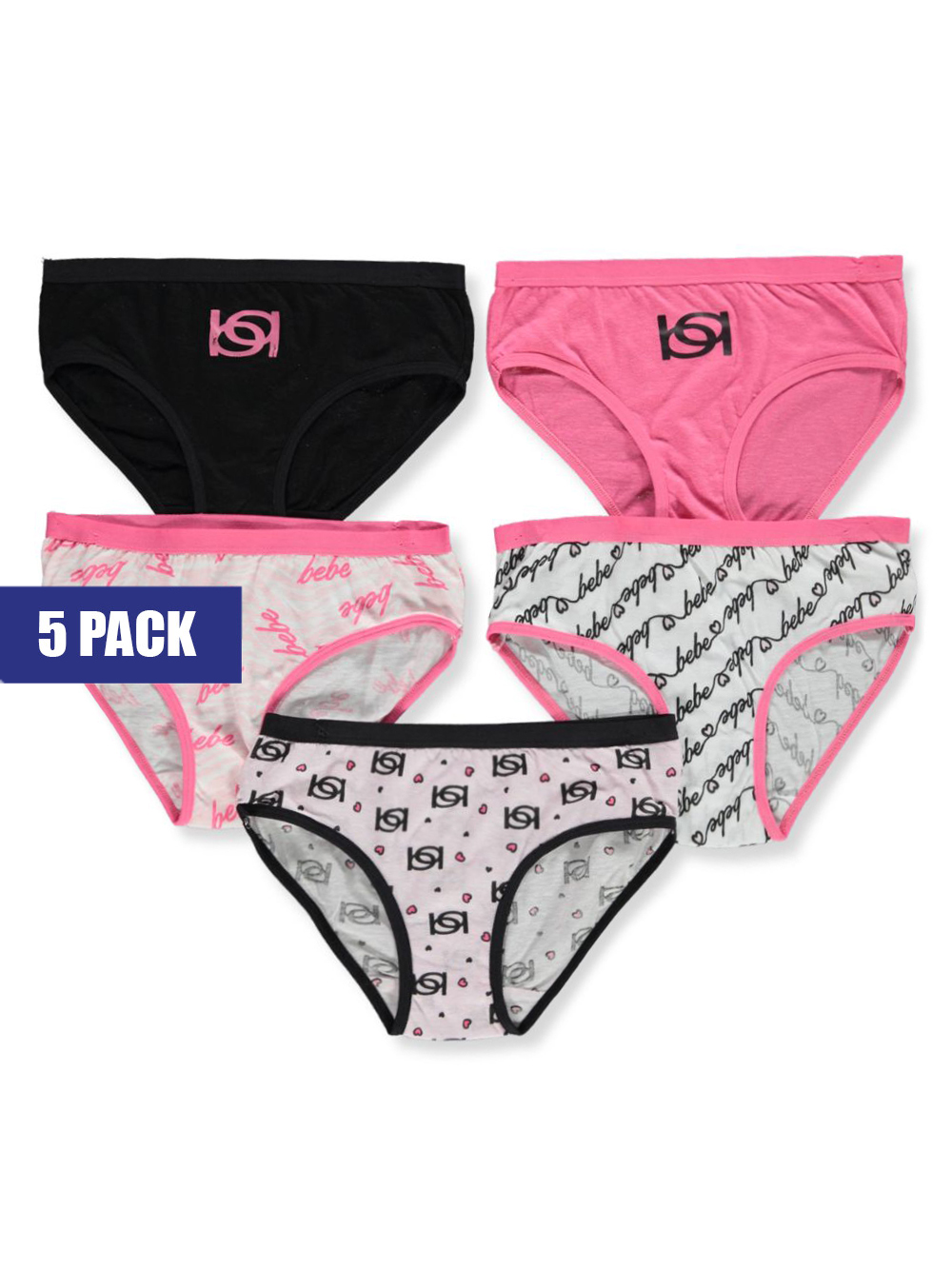 Bebe Girls' 5-Pack Bikini Underwear