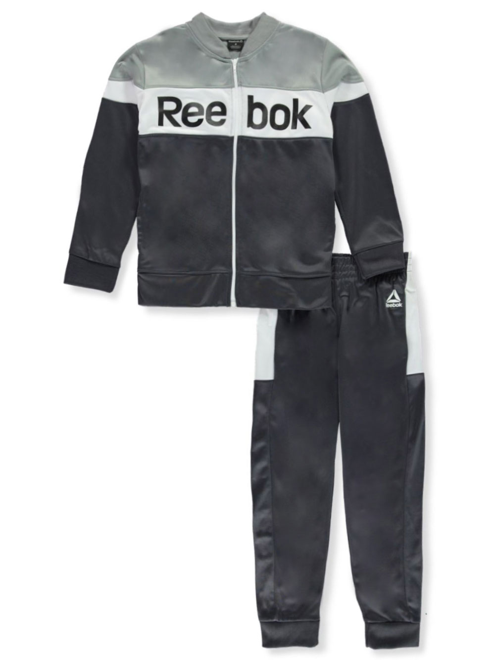 Reebok Boys 2-Piece Athletic Tricot Tracksuit Set with Zip Up Jacket and Jog Pants