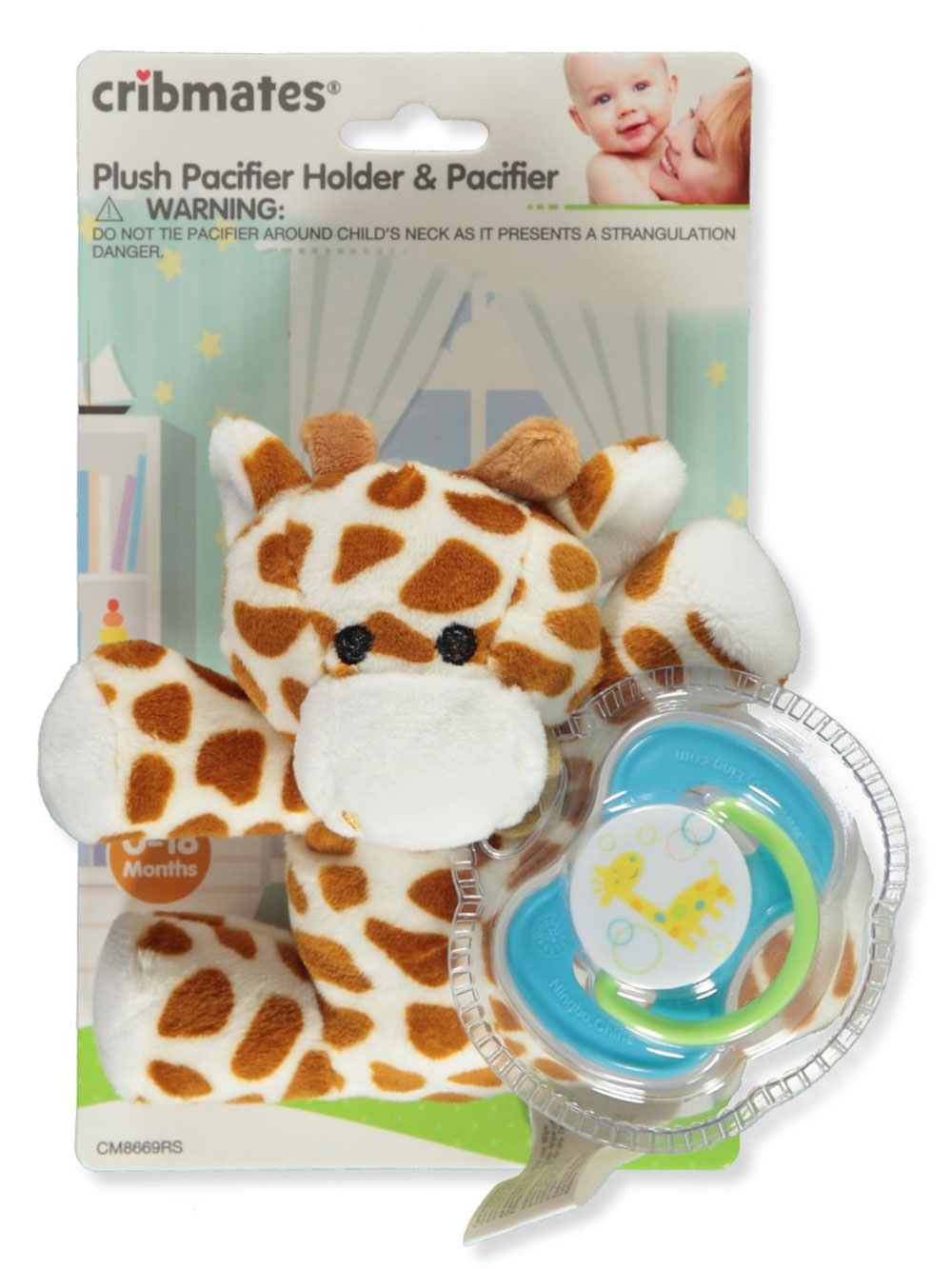 Cribmates Giraffe Plush Pacifier Holder with Pacifier