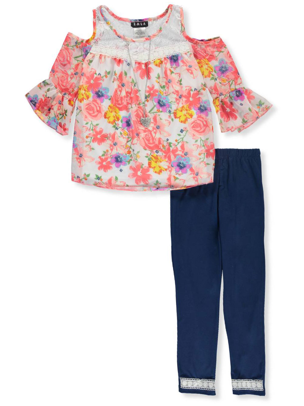 RMLA Girls 2-Piece Leggings Set Outfit with Necklace