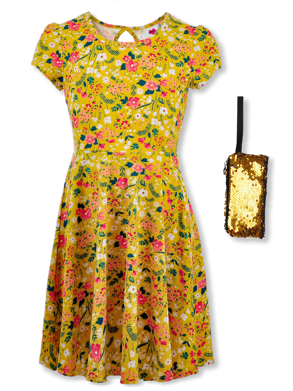 girls mustard floral dress