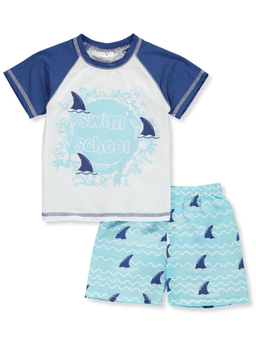 Sweet /& Soft Boys UPF 50+ Boys Short Sleeve 2 Piece Rash Guard /& Trunk Swimsuit Set Navy Baby Shark Infant//Toddler//Big Kid Size 24 Months