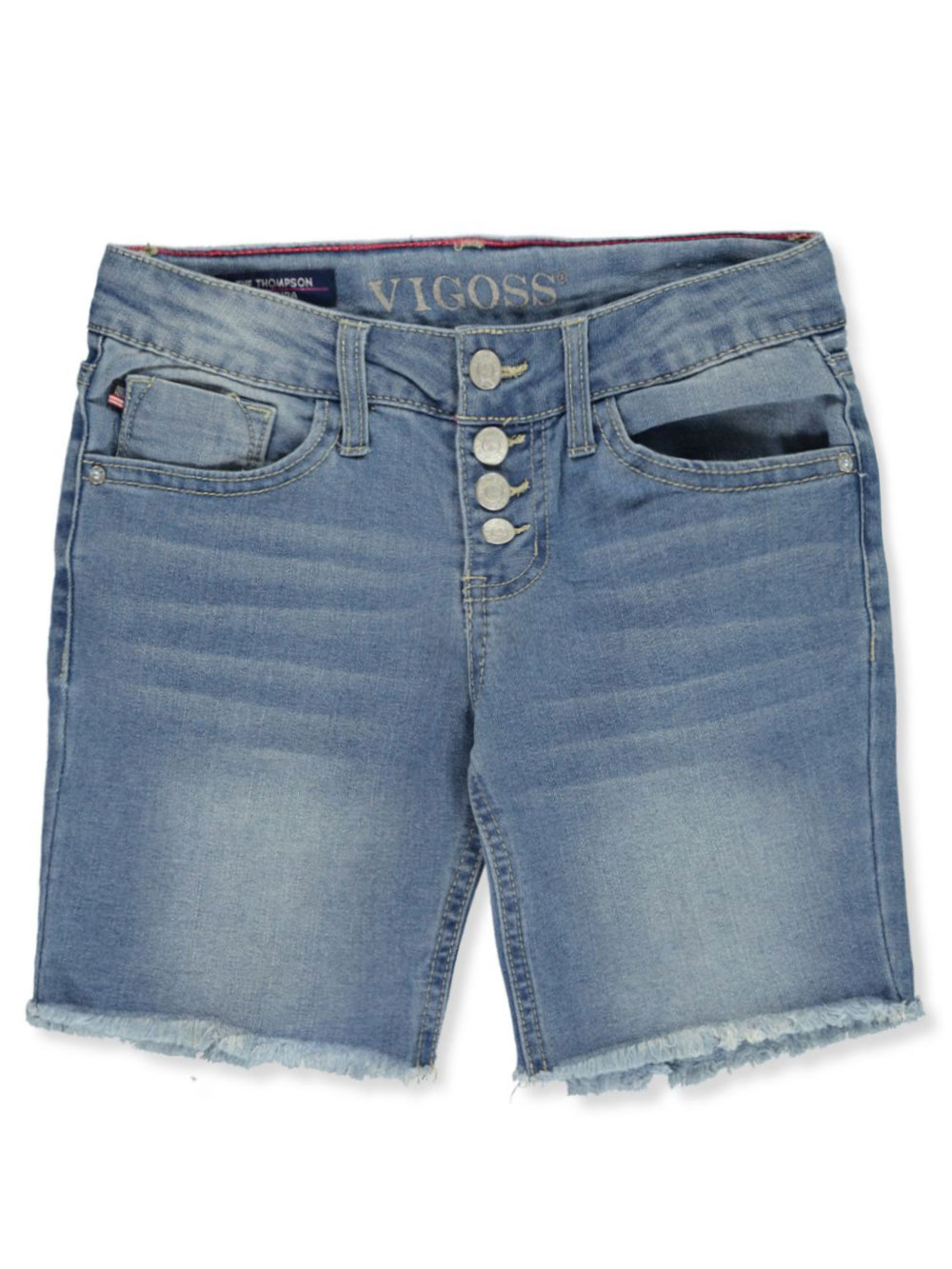 button fly denim shorts