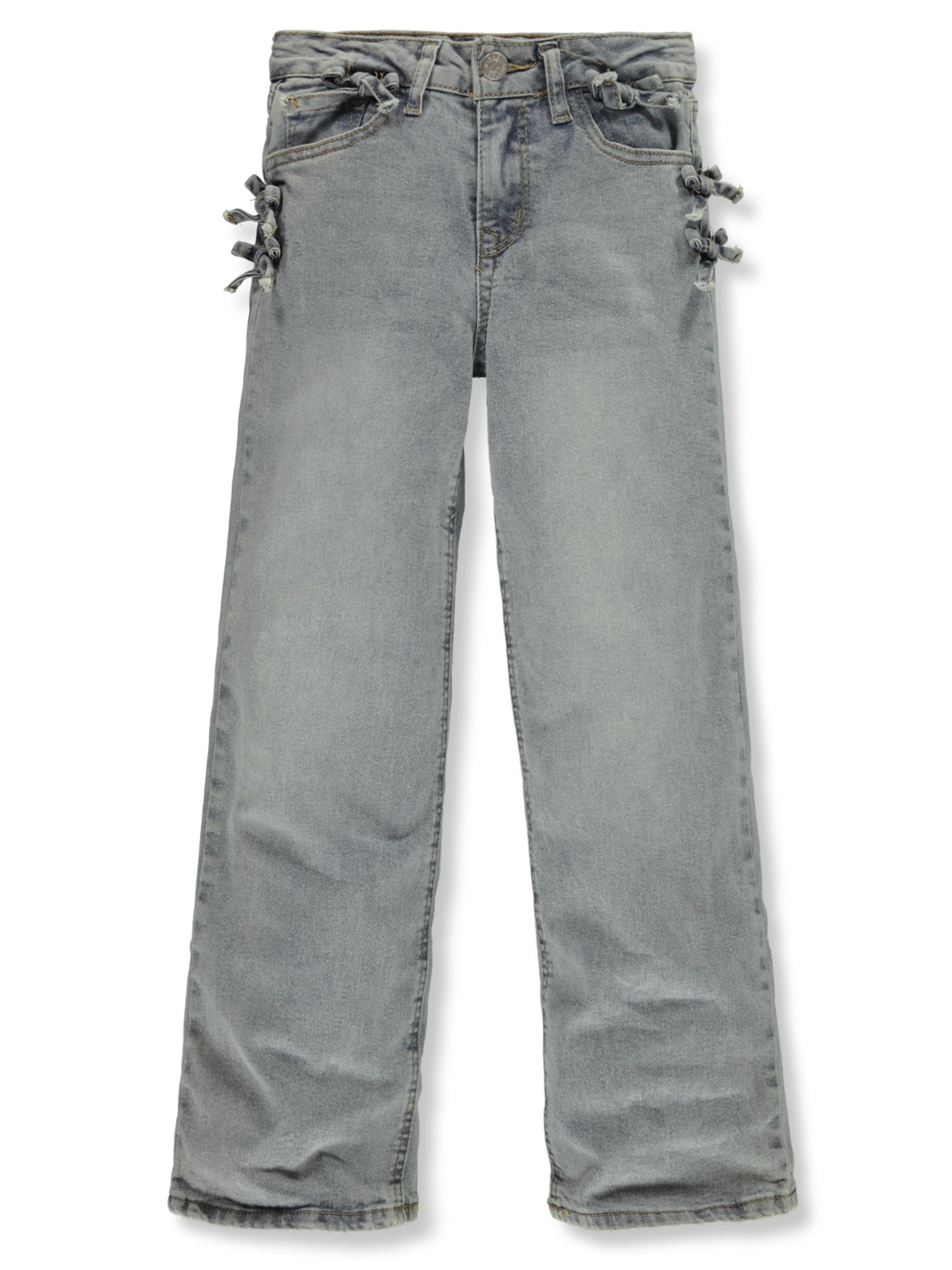 Vigoss Girls' Bow Accented Straight Cut Jeans