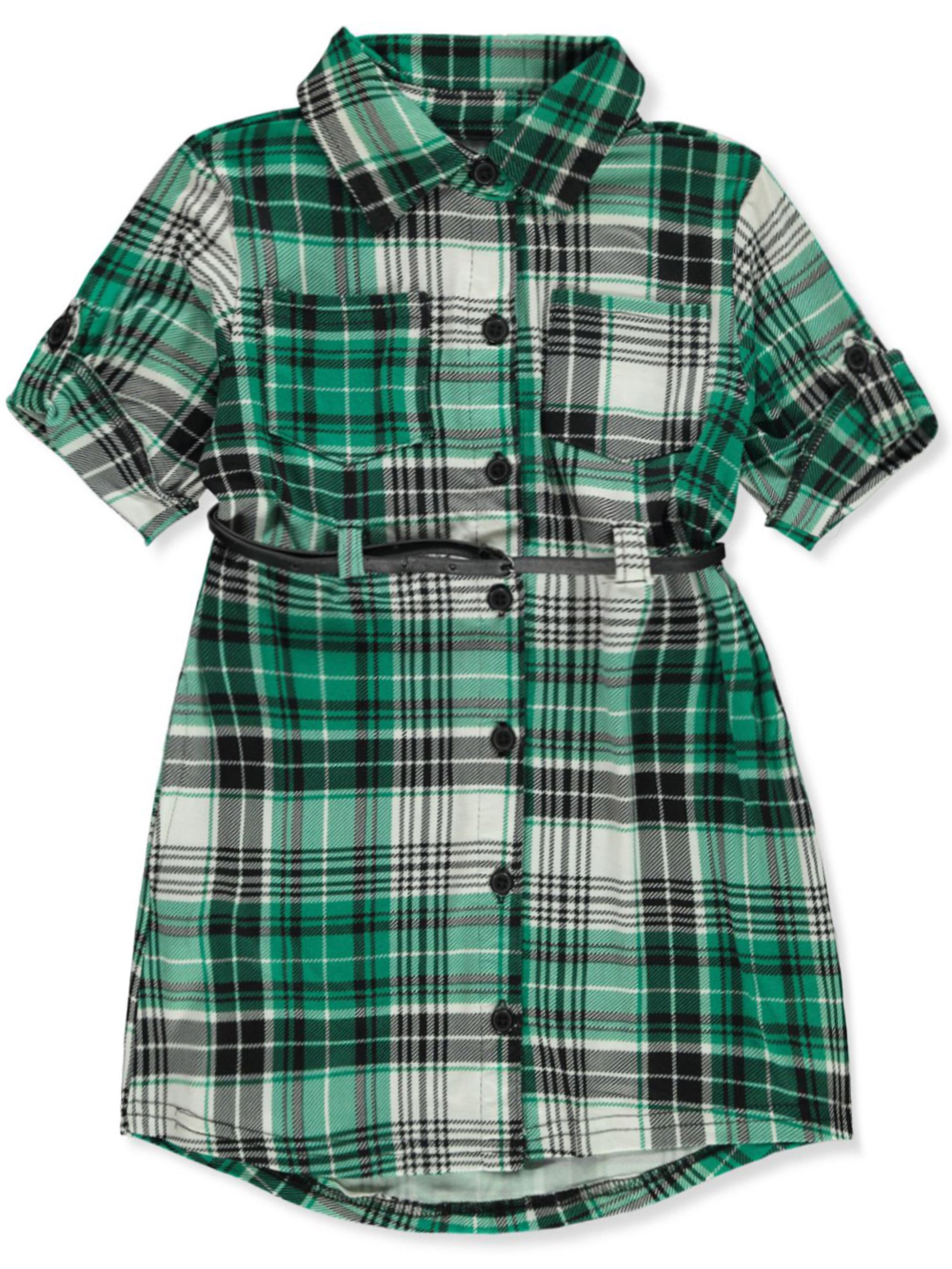 Chillipop Girls Knit Plaid Shirt Dress