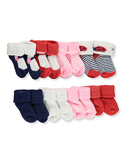 8-Pack Cuffed Terry Bootie Socks by Rising Star in Pink/multi