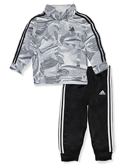 Boys' 2-Piece Tricot Camo Tracksuit by Adidas in black and mint multi, Infants