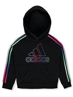 Girls' Rainbow Stripe Hoodie by Adidas in Black multi, Sizes 7-16