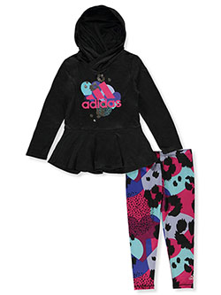 Girls' 2-Piece Leggings Set Outfit by Adidas in Black