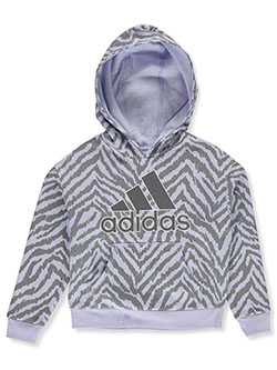 Girls' Tiger Striped Fleece Pullover Hoodie by Adidas in Purple