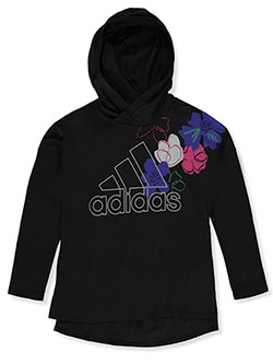 Girls' Doodle Flower Hoodie T-Shirt by Adidas in Black multi