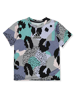 Girls' Pastel Print T-Shirt by Adidas in Silver, Girls Fashion