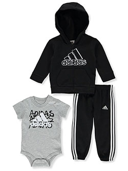 Baby Boys' 3-Piece Sweatsuit Outfit by Adidas in Black, Infants