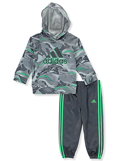 Boys' 2-Piece Digicamo Sweatsuit Set Outfit by Adidas in Green camo
