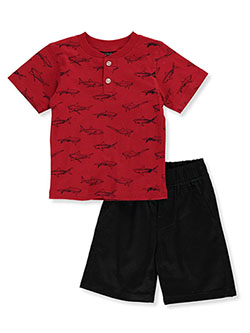 red 2 piece short set