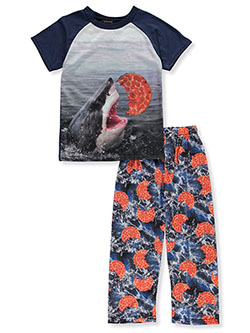 Boys' Pizza Shark 2-Piece Pajamas by Quad Seven in navy/multi and red/multi