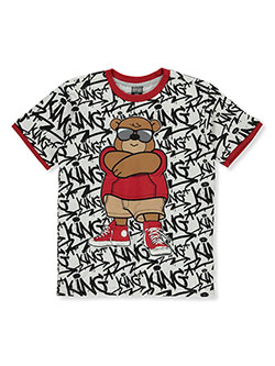 Boys' King Print Teddy T-Shirt by Quad Seven in Red - T-Shirts