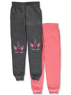 Girls' 2-Pack Joggers by Real Love in Charcoal gray/coral
