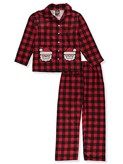 Boys' Santa Check 2-Piece Pajamas by PJ's & Presents in Red/multi