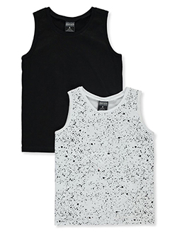 Boys 2-Pack Tank Tops by Quad Seven in black/gray, black/red and black/white, Boys Fashion
