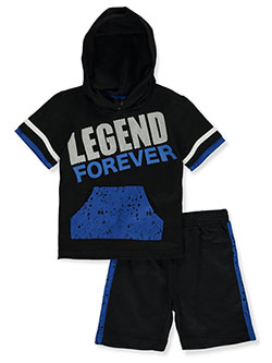 Legend Forever 2-Piece Shorts Set Outfit by Quad Seven in blue and red, Boys Fashion