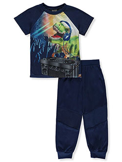 Boys' 2-Piece DJ Dino Pajamas by Quad Seven in burgundy multi and navy/multi, Boys Fashion