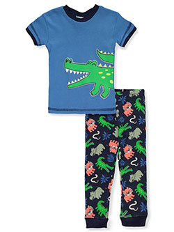 Animal Friends 2-Piece Pajamas Set by Mon Petit in aqua/multi, blue/multi, gray multi and navy/multi, Infants