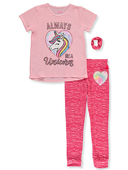 Unicorn 3-Piece Joggers Set Outfit by Delia's Girl in pink/multi and purple/gray
