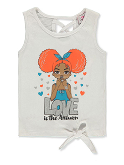 Girls' Love Tank Top by Real Love in blue, coral, pink and white