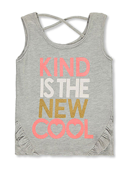 Girls' Kind Is Cool Tank Top by Real Love in coral, gray, pink and yellow