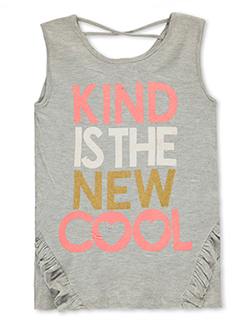 Girls' Kind is Cool Tank Top by Real Love in coral, gray, pink and yellow