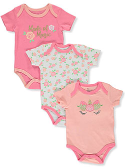 Baby Girls' 3-Piece Bodysuits by Duck Duck Goose in Coral/multi