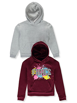 Girls' 2-Pack Hoodies by Real Love in blue/multi, brown/gray, pink/gray and pink/multi