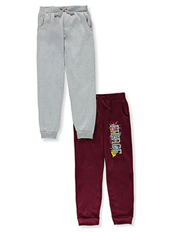 Girls' 2-Pack Joggers by Real Love in blue/multi, brown/gray, pink/gray and pink/multi - $14.99